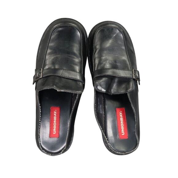 Unionbay Shoes Womens 7 Chunky Clog Loafers Slip On Buckle Strap Y2k 90s Black - Picture 10 of 16
